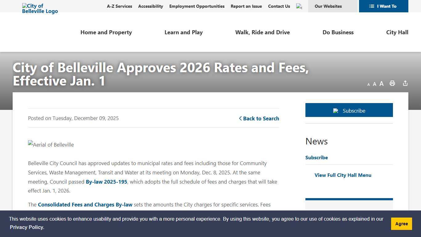 City of Belleville Approves 2026 Rates and Fees, Effective Jan. 1 - City of Belleville